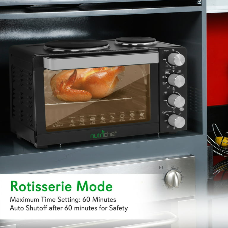 NutriChef 24 Qt. Multifunction Black Countertop Rotisserie Oven