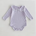 thumbnail image 2 of KyCheLot Baby Girls Cotton Rompers Cute Doll Collar Basic Long Sleeves Jumpsuit Bodysuit Outfits 0-12 Months, 2 of 3
