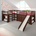 thumbnail image 2 of Double Twin L-Shaped Slide Loft Bedroom Set in Dark Cappuccino With Three Bookcases Three Bookcases Brushed, 2 of 5