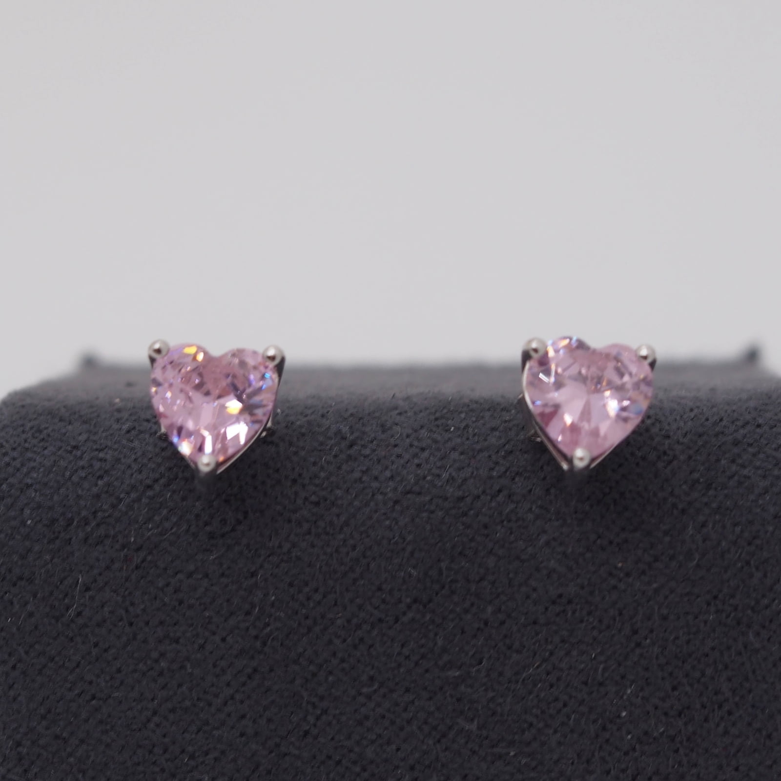Bellitia Jewelry 925 Sterling Silver October Birthstone Heart Stud Earrings for Women, Gemstone Earring with Pink Tourmaline Anniversary Birthday Jewellery Gift