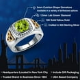 thumbnail image 2 of Gem Stone King Men's 925 Silver and 10K Yellow Gold Cushion Checkerboard Green Peridot and White Lab Grown Diamond Ring (2.76 Cttw) | Size 8, 2 of 6
