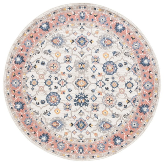SAFAVIEH Astoria Tatjana Oriental Area Rug, Ivory/Rust, 6'7" x 6'7" Round