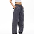 thumbnail image 6 of Zipper Pants Women's Cargo Pants with Deep Pockets, Pull Rope Adjustable Elastic Waist, Breathable Quick Dry Workout Trousers for Hiking Travel, Fitness Gifts for Women | CSEONE,Dark Gray XL, 6 of 8