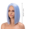 thumbnail image 2 of European Short Hair Wig for Women Light Blue Face Shaping Middle Parting 12in Short Straight Hair with Lanse Gradient Style, 2 of 7