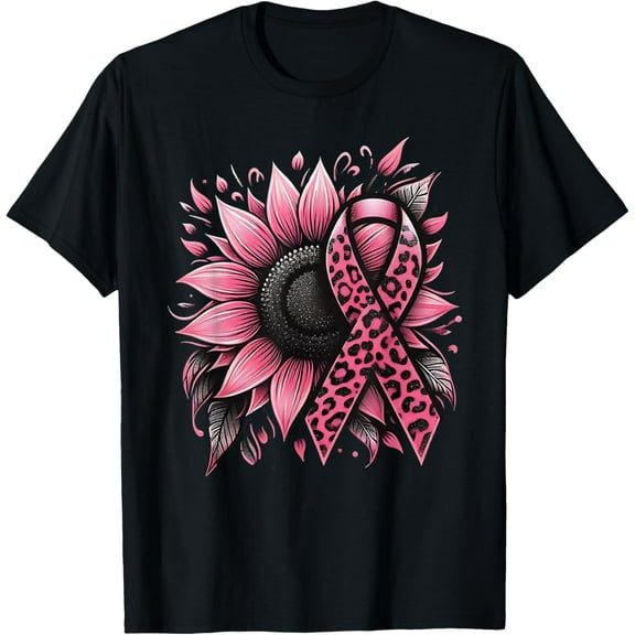 Sunflower Pink Breast Cancer Awareness Vintage Funny Gifts Men Woman T-shirt