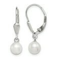 thumbnail image 1 of 925 Sterling Silver White 6 7mm Freshwater Cultured Pearl Leverback Drop Dangle Earrings Natural Stone Shell, 1 of 6