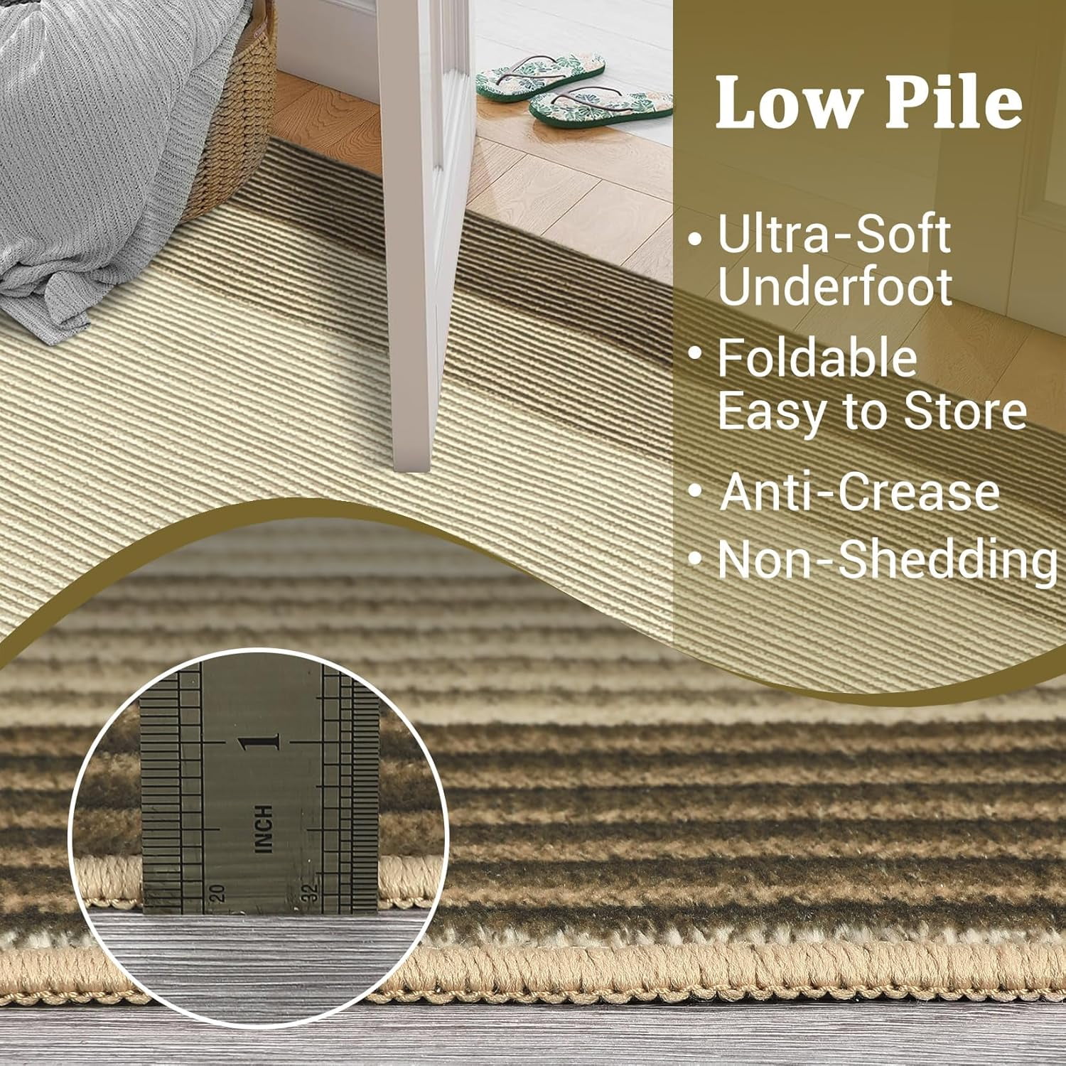 Area Rug 10x13 Modern Neutral Solid Large Machine Washable Rug for Living Room, Non-Slip Non Shedding Bordered Soft Carpet, Low Pile Foldable Printed Rug for Bedroom, Dining Room, Brown