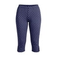 thumbnail image 6 of Cagogo Women's High Waisted Capri Pants Stretch Polka Dot Casual Leggings Active Shorts Summer Vacation Beach Travel Workout Trousers, Blue L, 6 of 7