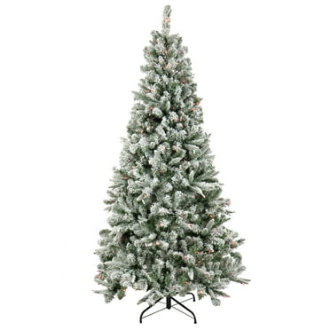 National Tree Company Pre-Lit Feel Real® Artificial Christmas Tree, Green, Snowy Mixed Pine, 400 Multicolor Lights, Inculdes Stand, 6.5 Feet