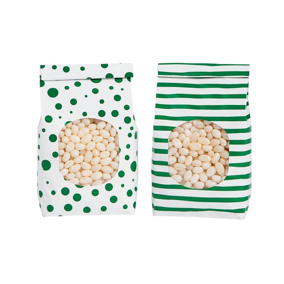 Emerald Green Treat Bagss W/ Tin Tie - Party Supplies - 12 Pieces