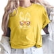 thumbnail image 1 of Blusa informal de manga corta con cuello redondo y estampado de Pascua para mujer Pompotops hfajkhk127853, 1 of 5