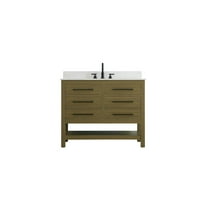 Elegant Kitchen and Bath 42 inch Single Bathroom Vanity in Chestnut Brown with backsplash