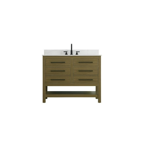 Elegant Kitchen and Bath 42 inch Single Bathroom Vanity in Chestnut Brown with backsplash