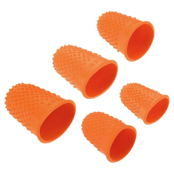 Uxcell Rubber Finger Tips Silicone Thumb Fingertip Protector Covers Guard Pad Thimble Orange Multi Size Assorted 20 Pack