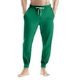 thumbnail image 2 of Men's Drawstring Pocket Cuffed Casual Pants, Solid Color Home Sleep Lounge Pants for Gift, Holiday and Relaxation,Green,L, 2 of 9