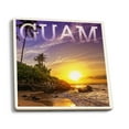 thumbnail image 1 of Lantern Press Ceramic Coaster Set, Guam, Sunset and Palm, Cork Back, Absorbent, Unique Art, 1 of 3