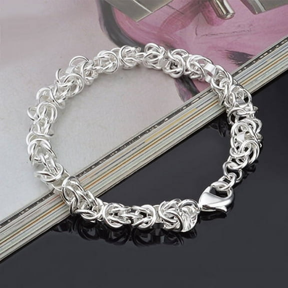 Limei 2 Pack Women's Fashion 925 Sterling Silver Bracelet Bangle Chain Banquet Jewelry Gift