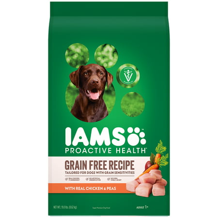 Iams Proactive Health Adult Dry Dog Food, Grain Free Recipe with Real Chicken and Peas, 19 lb.