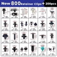 thumbnail image 2 of ikaufen 1000Pcs Car Retainer Clips Auto Fasteners Push Trim Clips Pin Rivet Bumper Kit, 2 of 7