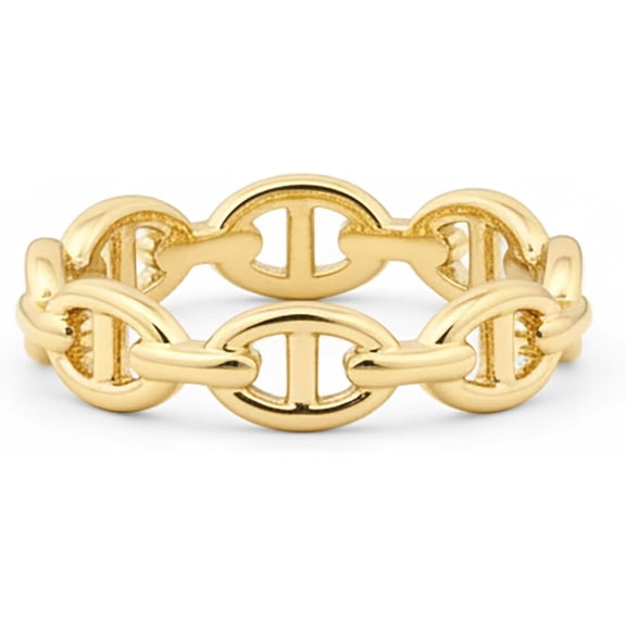 DESIGNICE Waterproof Link Ring-14K Gold Plated Link Chain Ring for Women-Stackable Stainless Steel Thin Trendy Jewelry