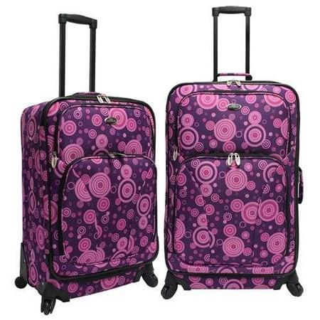 U.S. Traveler Fashion 2-piece Spinner Luggage Set, Purple Polka Dot ...