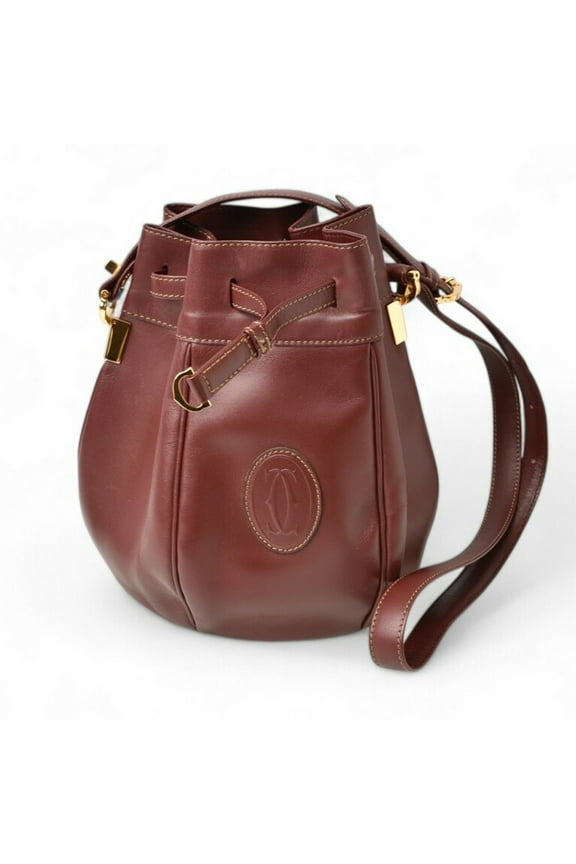 Pre-Owned Cartier Shoulder Bag Must Line Leather Bordeaux