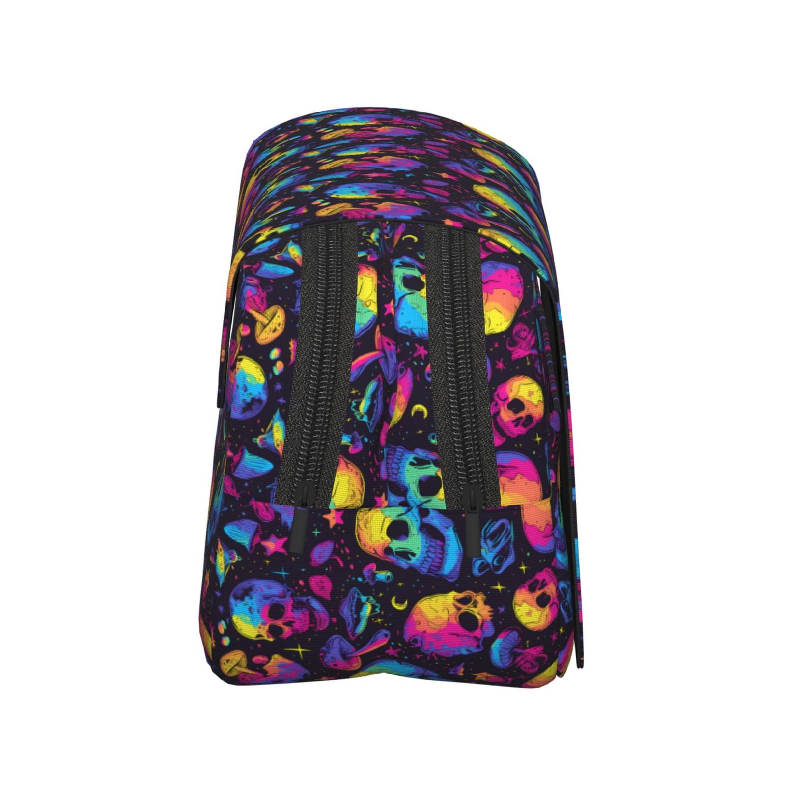 Rateoe mushroom rainbow color Skull Pattern Double Clamshell Pen Case, Storage Organizer with Two Zipper Compartments– Holds Up to 50 Pencils & Pens