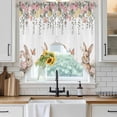 thumbnail image 6 of Easter Rabbits Swag Valances for Windows, Kitchen Window Curtains Over Sink, Watercolor Floral Cute Bunny Plants Spring Window Treatment Curtains for Living Room/Bedroom Curtains 2 Panel Sets 36"x45", 6 of 8