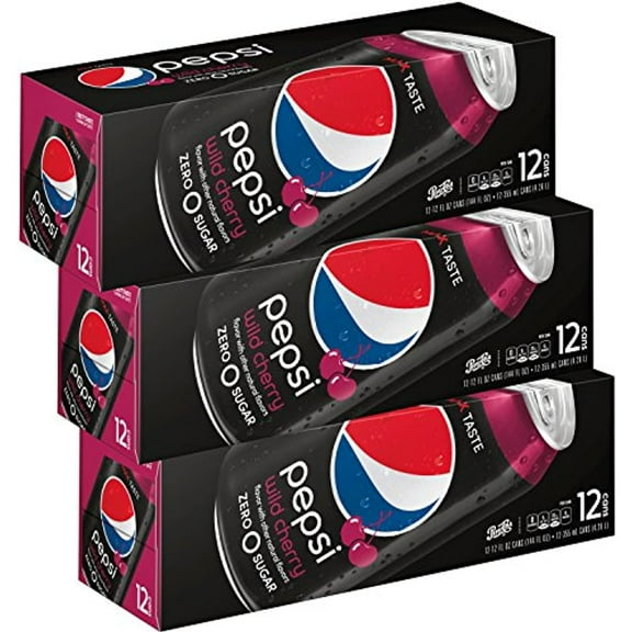 Pepsi Zero, Wild Cherry, 12 Fl Oz. Can, 3 (12 Pack)