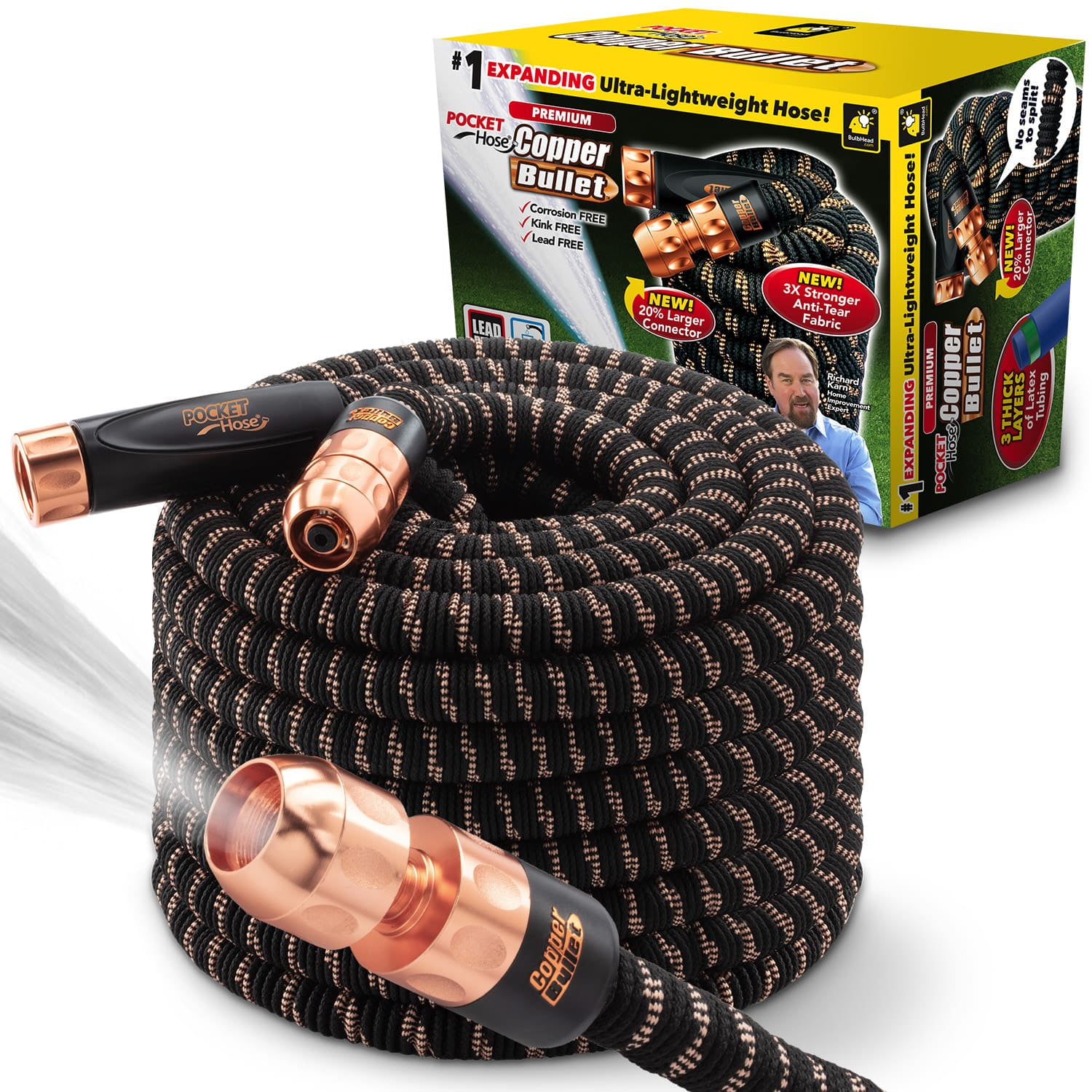 Pocket Hose AS SEEN ON TV Copper Bullet 100 Ft Expandable Garden Hose Pocket Hose AS SEEN ON TV Copper Bullet 100 Ft Expandable Garden Hose