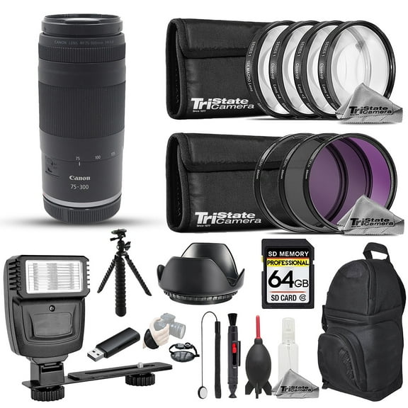 Canon RF 75-300mm f/4-5.6 Lens - 19pc 64GB Pro Bundle (International Version)