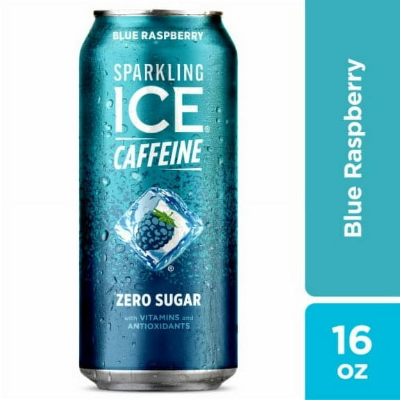 Pack of 2 - Sparkling Ice Caffeinated Blue Raspberry Flavored Sparkling Water Can 16 fl oz