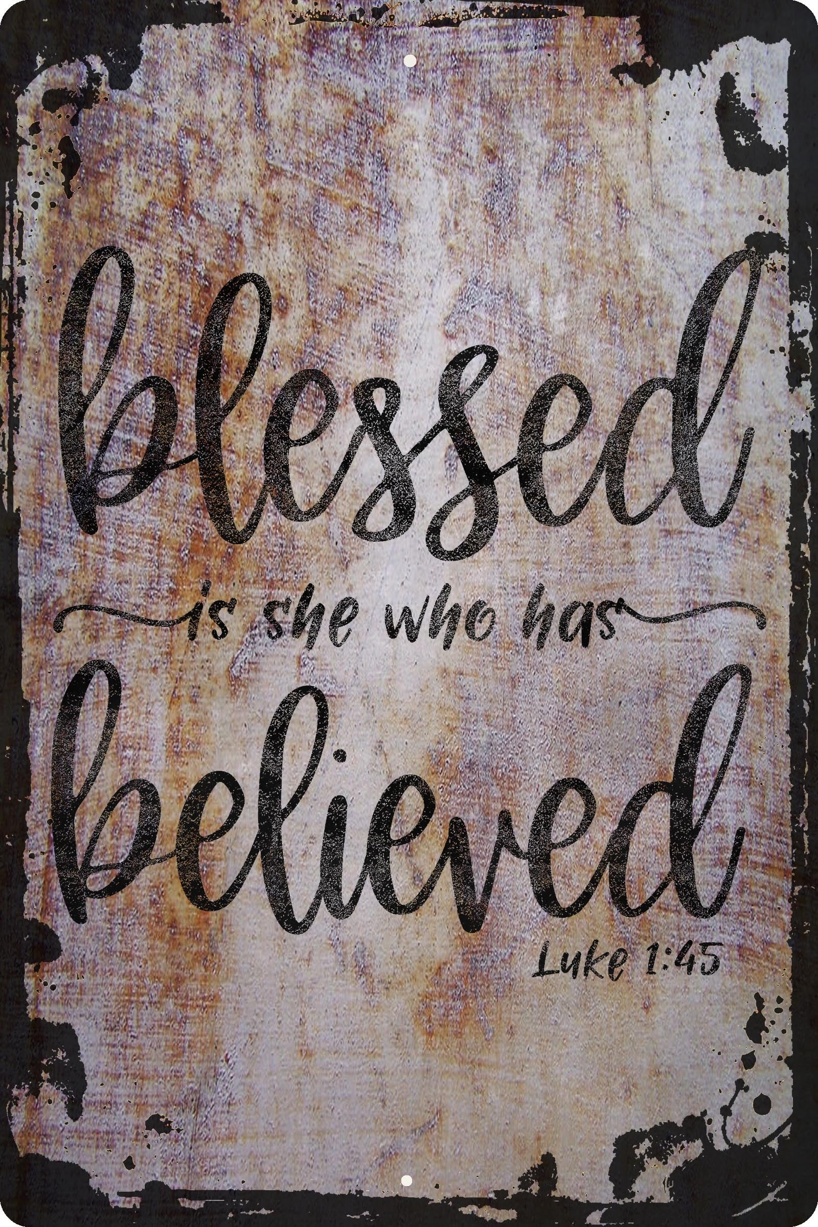 Blessed is she who has believed luke bible verse religion cursive Beige