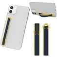 thumbnail image 1 of IBAOLEA Stand & Grip - Support de Sangle de Téléphone Ultra Mince pour la Main avec Support à 2 Angles, Design Moderne avec Adhésif à Forte Tenue (Base Dorée Brillante x Bande Bleue Marine) Base Dorée Brillante x Bande Bleue Marine, 1 of 6