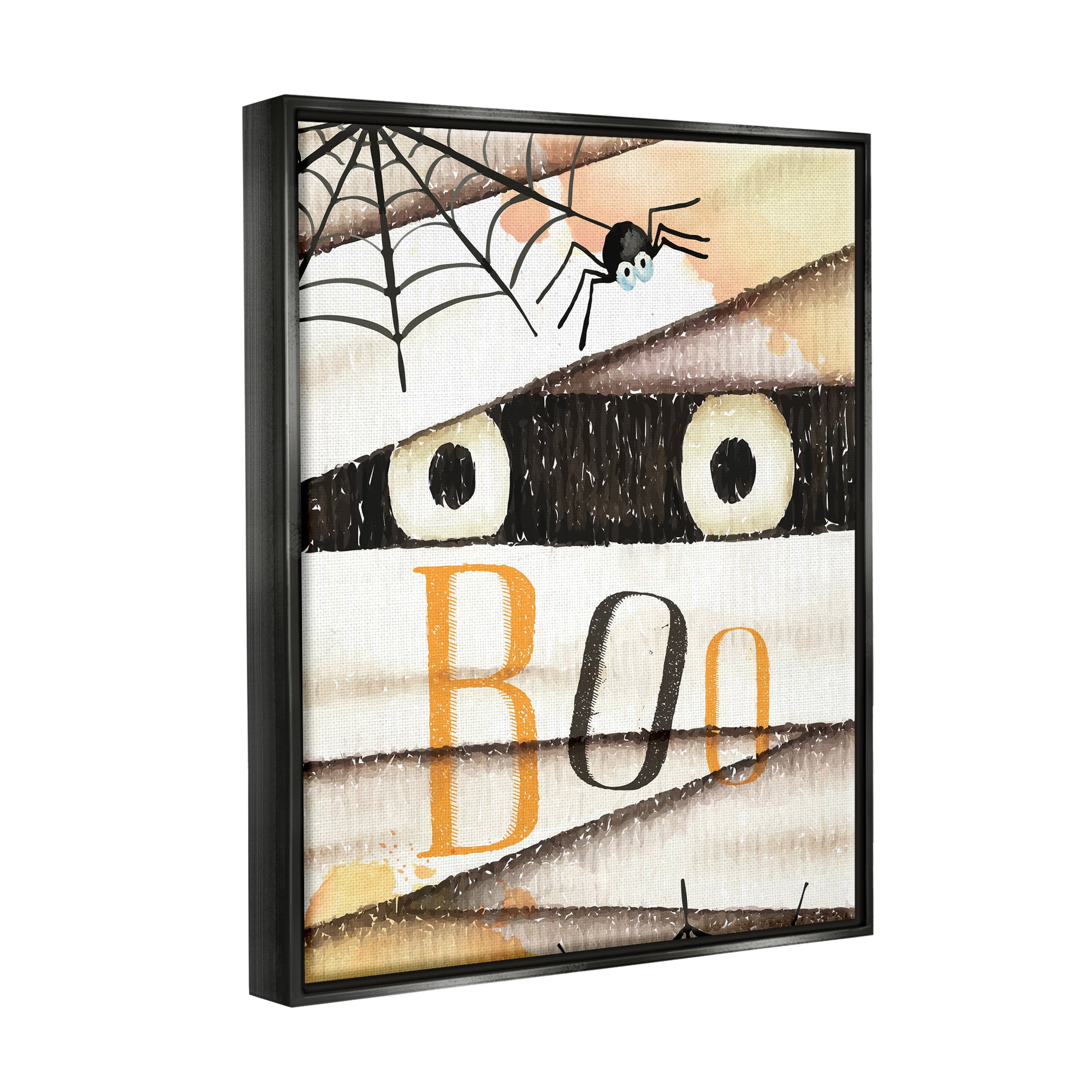 Stupell Industries Boo Creepy Eyes Peeking Holiday Painting Black Floater Framed Art Print Wall Art