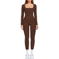 thumbnail image 2 of Biekopu Women Workout Romper Solid Color Long Sleeve Yoga Bodycon Pants Jumpsuit for Sports Gym Fitness Athletic Active Wear, 2 of 9