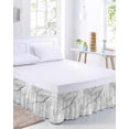 thumbnail image 2 of White Marble Bed Skirt Cal King Size, Modern Geometric Abstract Minimalist Crack Wrap Around Bed Skirting with Adjustable Elastic Strap, Dust Ruffled Pleated Bedskirts 18 Inch Drop for Bedroom Beds, 2 of 9