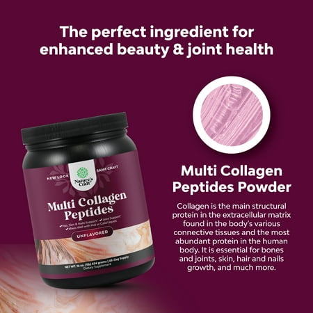 Multi Collagen Protein Powder for Women and Men - Keto Hydrolyzed Collagen Peptides 45 Servings Hair Skin and Nails Vitamins - Unflavored Bovine Collagen Type 1 and 3 for Bone and Joint Support