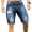 Blue #, variant on Men's Ripped Denim Shorts, Distressed Patchwork Casual Jean Shorts with Rolled Paisley Cuff, Button Zipper Fly, Streetwear Summer Denim Shorts Black,S