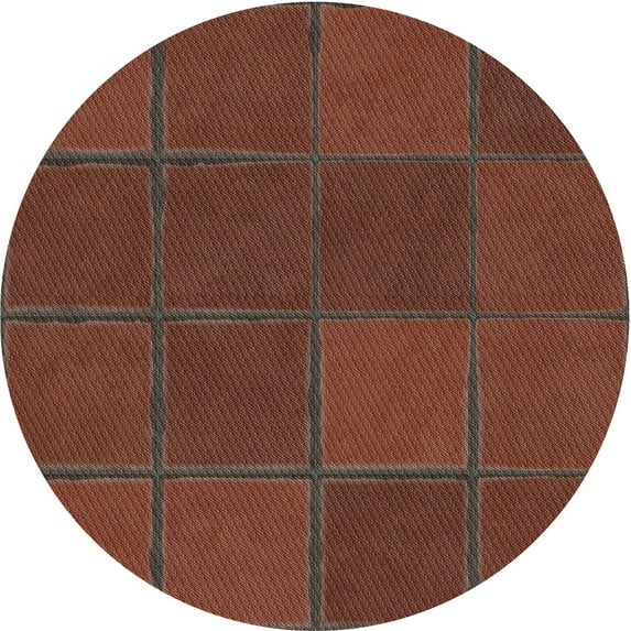 Ahgly Company Machine Washable Indoor Round Transitional Rust Pink Area Rugs, 4' Round