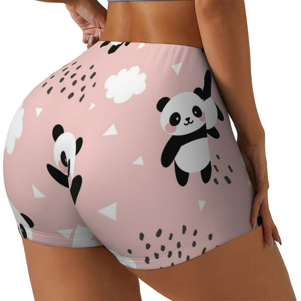 Fotbe Panda Shorts Sin Costuras – Shorts Deportivos de Cintura Alta para Mujer, Elásticos para Gimnasio, Yoga, Running o Ciclismo-Small
