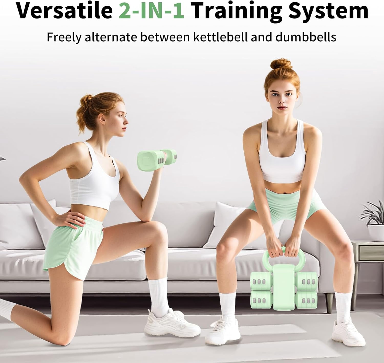 Adjustable Dumbbells Set with Kettlebell Form, 4 Levels Weight Options from 2.2 to 5.5lb Each for Home Gym Training
