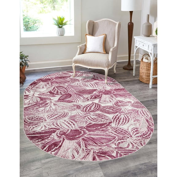 Rugs.com Blossom Collection Rug – 8' x 10' Oval Fuchsia Medium Rug Perfect For Living Rooms, Large Dining Rooms, Open Floorplans