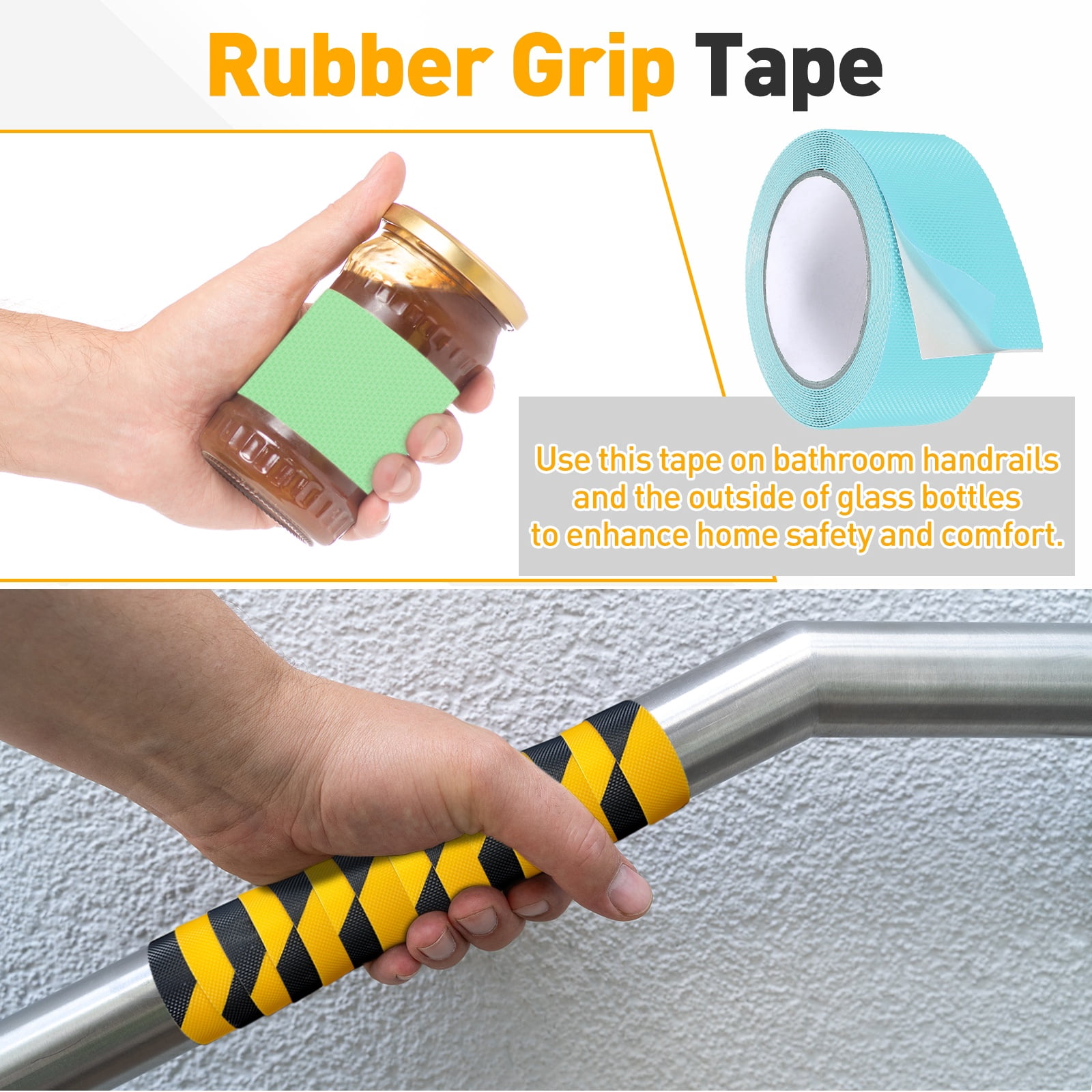 Uxcell 2 Pack Rubber Grip Tape, 2 in x 16 ft Non-Slip Tape with Texture Waterproof Adhesive Non-Abrasive Grip Tapes for DIY Tool, Indoor & Outdoor Stair Steps, Ramp, Light Blue