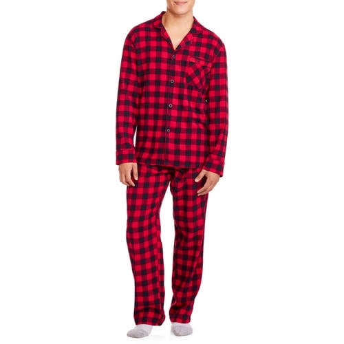 Green Plaid Hanes Men's 2pc Flannel Pajama Set 