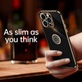 thumbnail image 4 of Electroplated Case for iPhone 14 Pro, Glossy Soft Silicone Shockproof Anti-Drop Lens Protection Cover with Ring Holder Kickstand Bracket Ultra Slim Case for iPhone 14 Pro,Black, 4 of 4