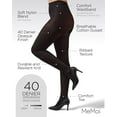thumbnail image 3 of MeMoi Women's Twin Rib Opaque Nylon Control Top Tights - Womens - Female (Medium/Large, Black), 3 of 12