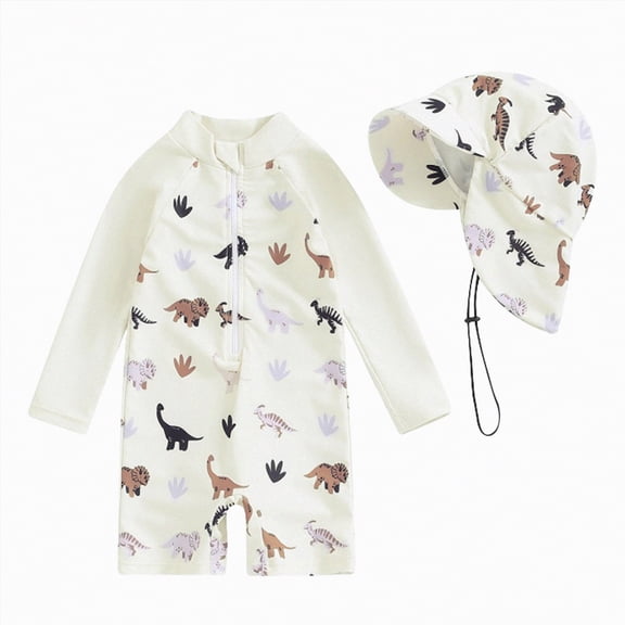 UAYOTSE Boys Swimsuit Long Sleeve Zipper Swimsuit Sun Protective Clothing Bathing Swimwear Beachwear,Sizes 6-12 Months