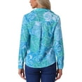 thumbnail image 3 of INSPIRE CHIC Valentine's Day Women's Button Down Shirt Ditsy Floral Long Sleeve Point Collar Office Top M Blue Green, 3 of 6