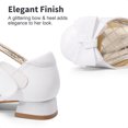 thumbnail image 5 of BURUDANI Girls’ Closed Toe Dress Shoes Low Heel Ankle Strap Bow Ballet Princess Sandals for Wedding Party, 5 of 5